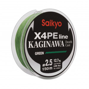 Шнур Saikyo KAGINAWA X4PE 150m, зеленый #2.5 (0,26mm), 12,7kg