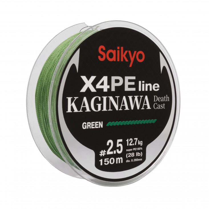 Шнур Saikyo KAGINAWA X4PE 150m, зеленый #2.5 (0,26mm), 12,7kg